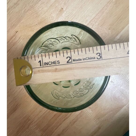 Coca-Cola Green Glass Mug 6.5" Classic Embossed Contour Soda Cup - Picture 6 of 6